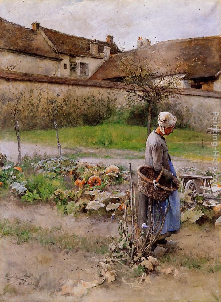 October painting - Carl Larsson October art painting